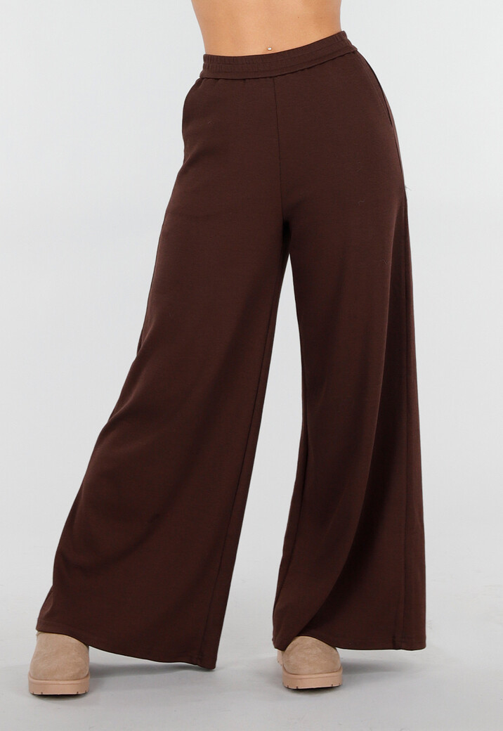 Bruine Lounge Broek met Wijde Pijpen