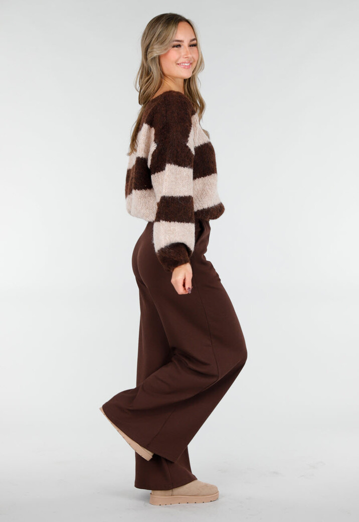 Bruine Lounge Broek met Wijde Pijpen