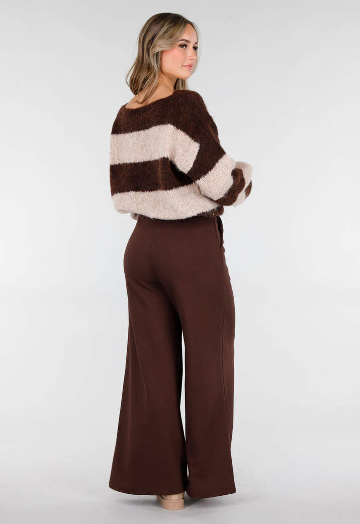 Bruine Lounge Broek met Wijde Pijpen