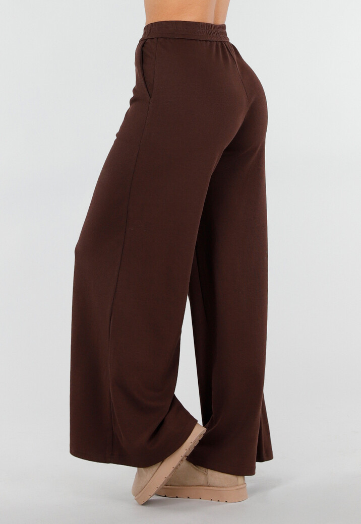 Bruine Lounge Broek met Wijde Pijpen