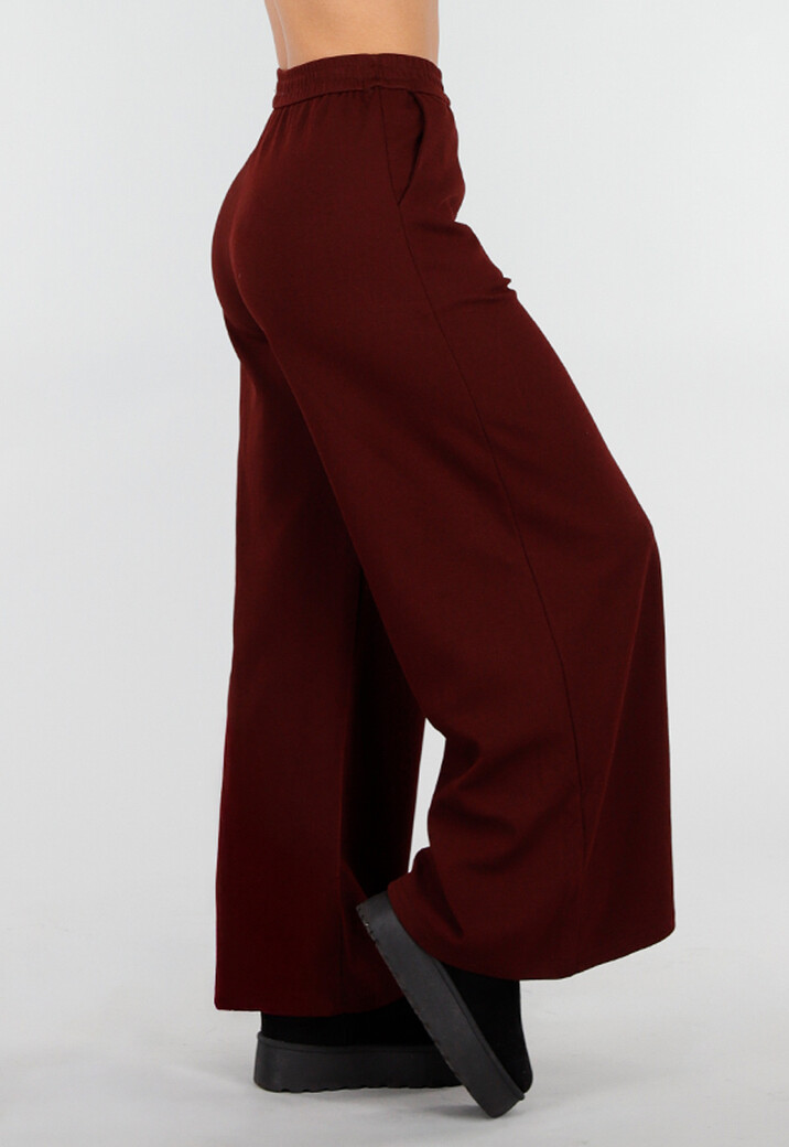 Bordeaux Fleece Lounge Broek met Wijde Pijpen