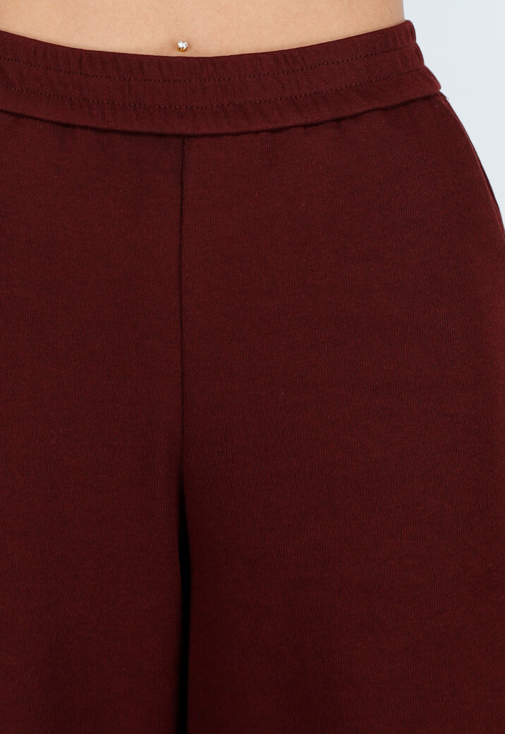 Bordeaux Fleece Lounge Broek met Wijde Pijpen
