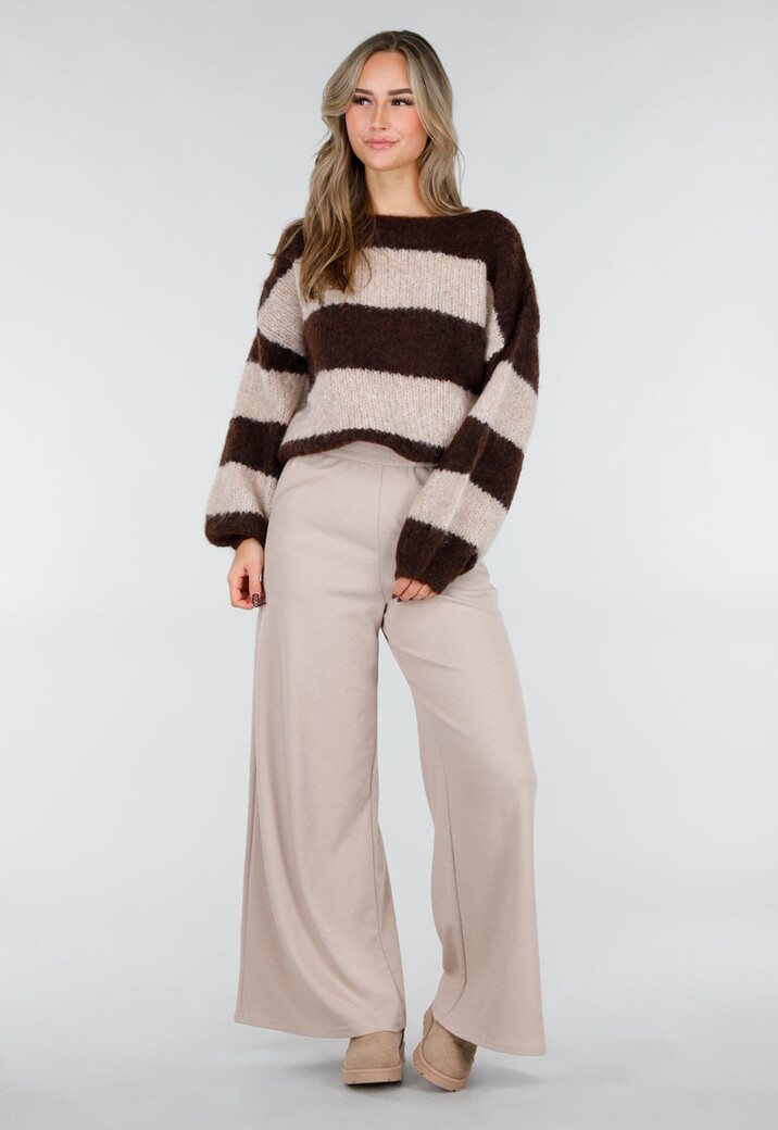 Beige Lounge Broek met Rechte Pijpen