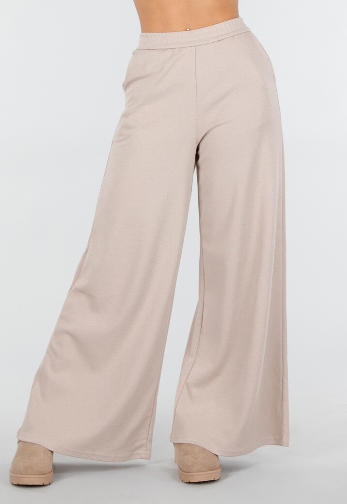 Beige Lounge Broek met Rechte Pijpen