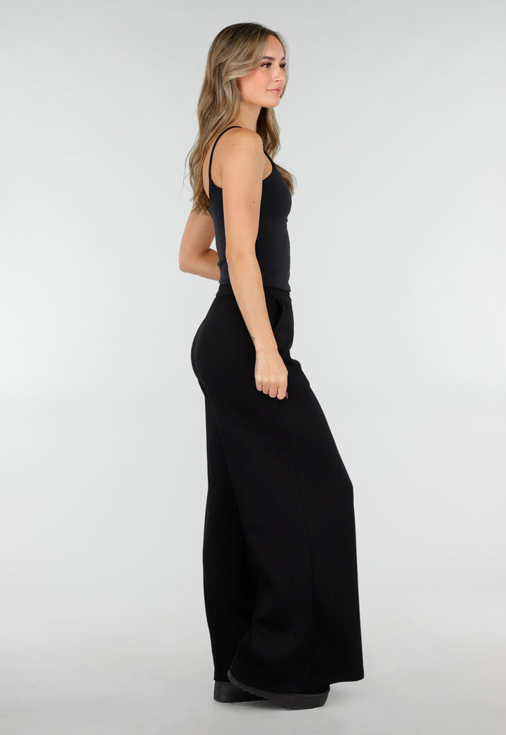 Zwarte Lounge Broek met Wijde Pijpen