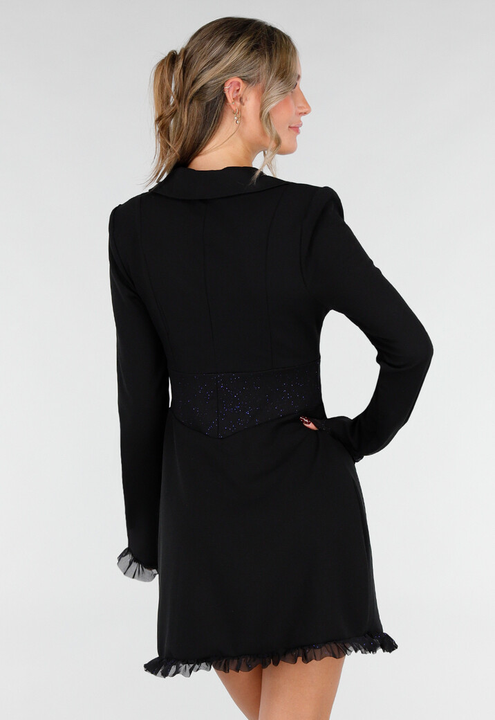 Zwarte Blazerjurk met Korsetlook en Stretch