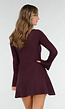 Bordeaux Gebreide Jurk met Lange Mouwen