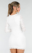 Witte Lace Mini Jurk met Lange Mouwen