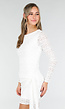 Witte Lace Mini Jurk met Lange Mouwen
