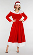 Rode Kerst Maxi Jurk met Riem en Kerstmuts
