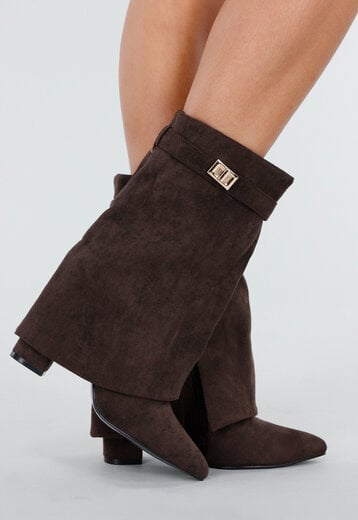 Bruine Suède Look Enkellaarzen