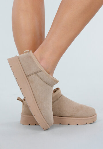 Beige Suède Look Lage Boots