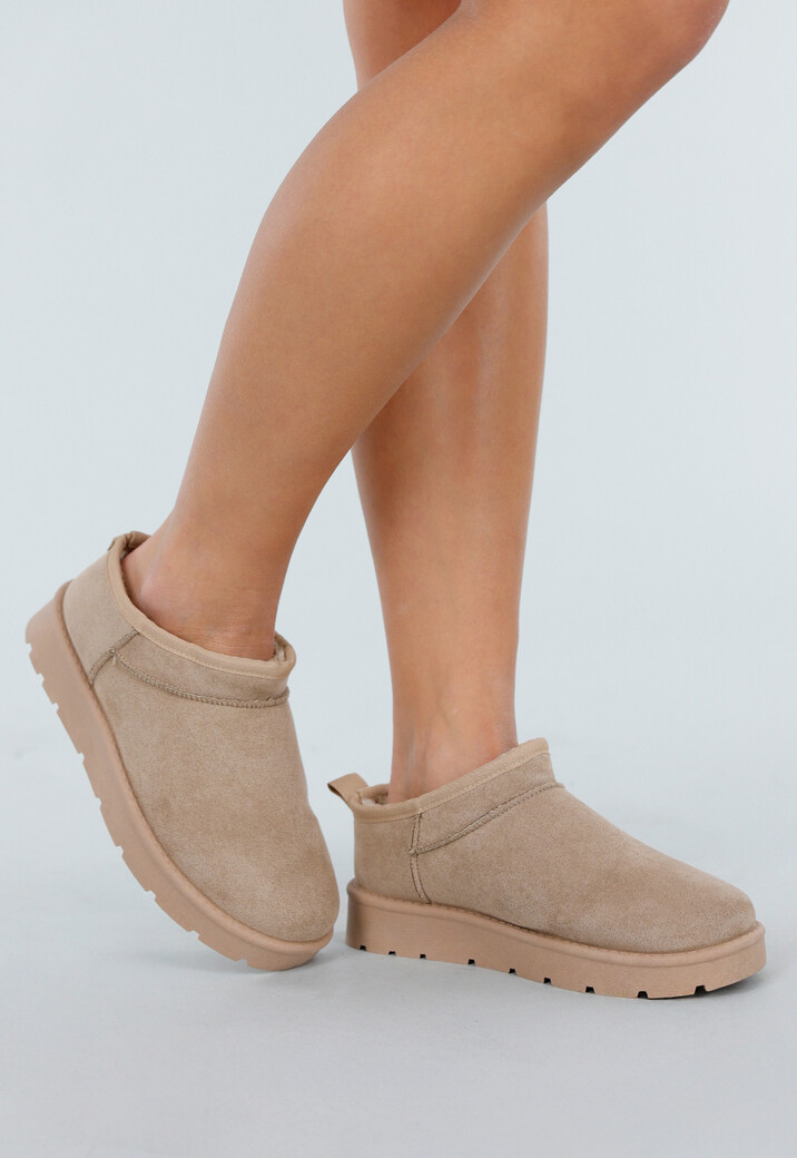 Beige Suède Look Lage Boots
