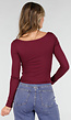 Burgundy Push-Up Longsleeve Top met Gerimpelde Bustier