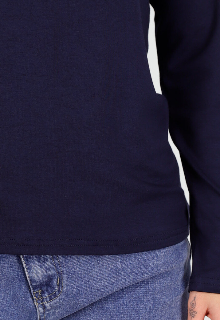 Navy Top met Stretch Lange Mouw