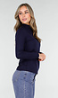 Navy Top met Stretch Lange Mouw