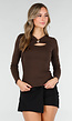 Bruine Top met Cut-Out en Goudkleurig Detail