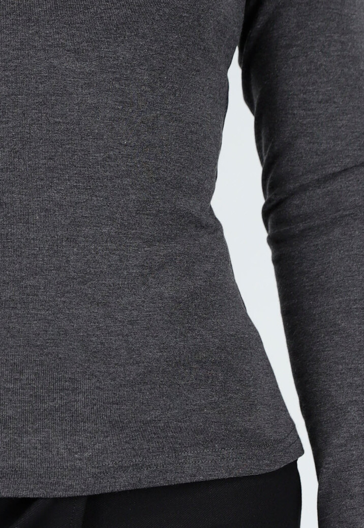 Donkergrijze Top met Lange Mouwen en Hoge Hals