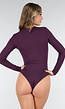Paarse Body met Stretch Lange Mouw