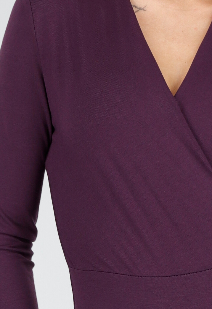 Paarse Body met Stretch Lange Mouw