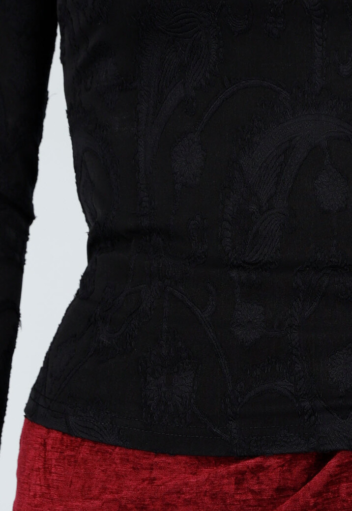 Zwarte Top met Jacquardstructuur