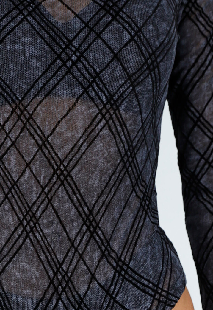 Zwarte Body met Mesh Print