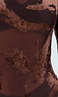 Bruine Mesh Bodysuit met Flocked Print