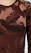 Bruine Mesh Bodysuit met Flocked Print