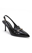 Zwarte Slingback Pumps met Goudkleurige Hardware