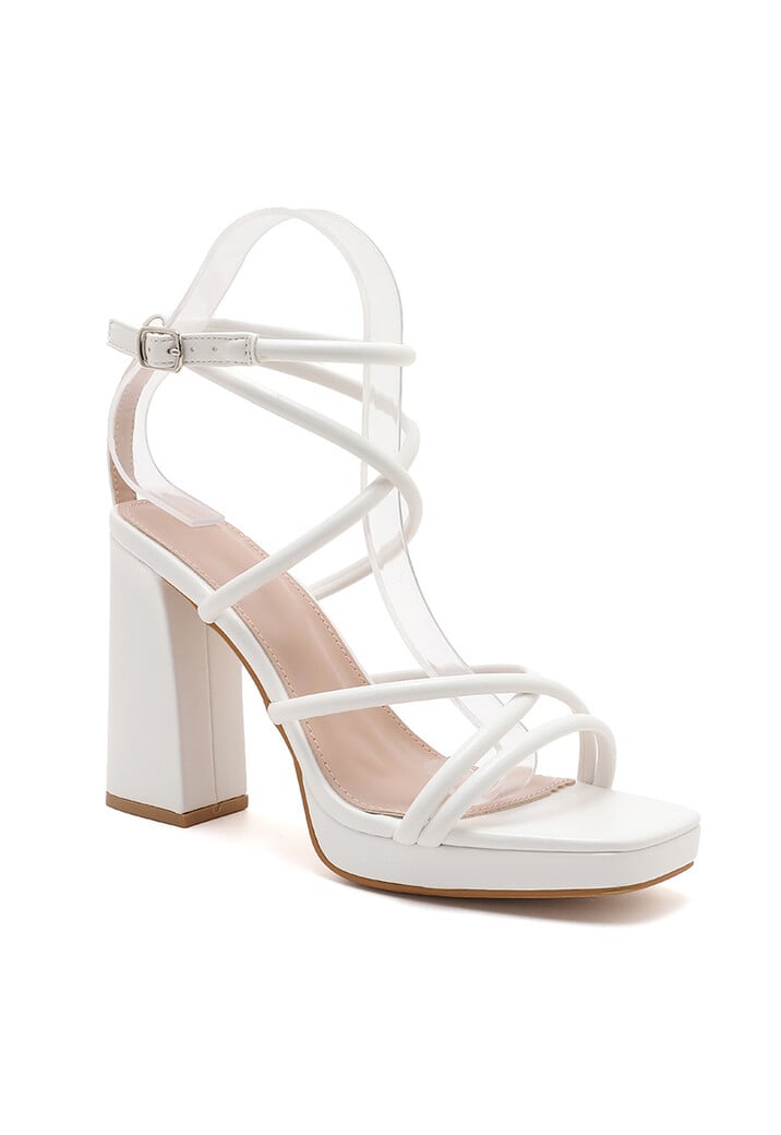 Witte Strappy Sandaletten met Blokhak