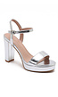 Zilverkleurige Plateau Sandaletten met Blokhak
