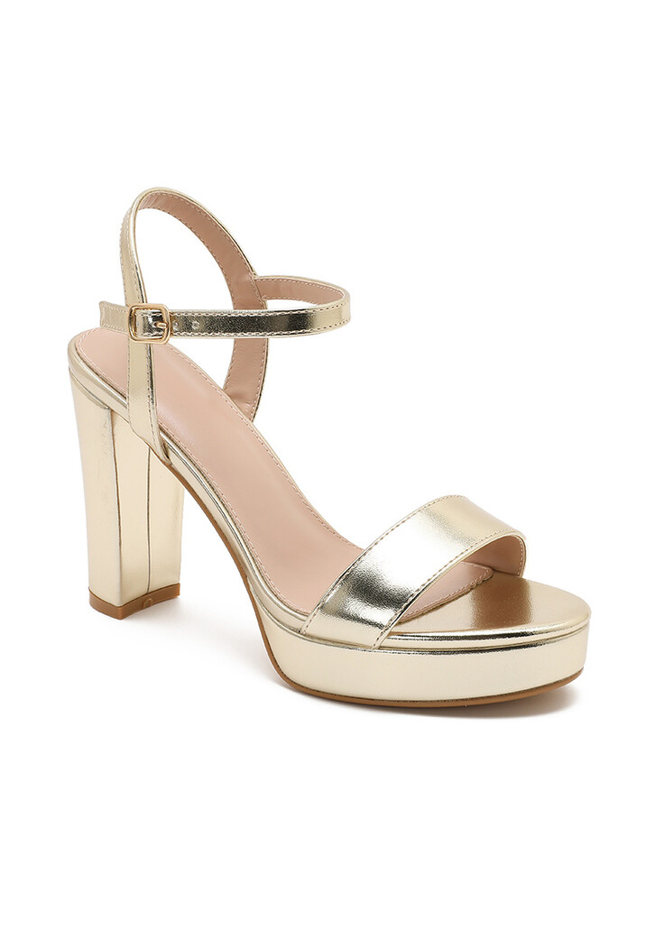 Goudkleurige Plateau Sandaletten met Blokhak