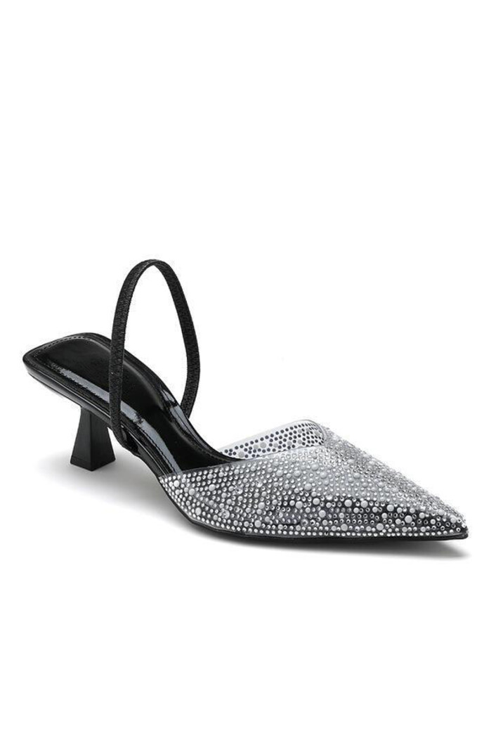 Zilveren Slingback Pumps met Strass