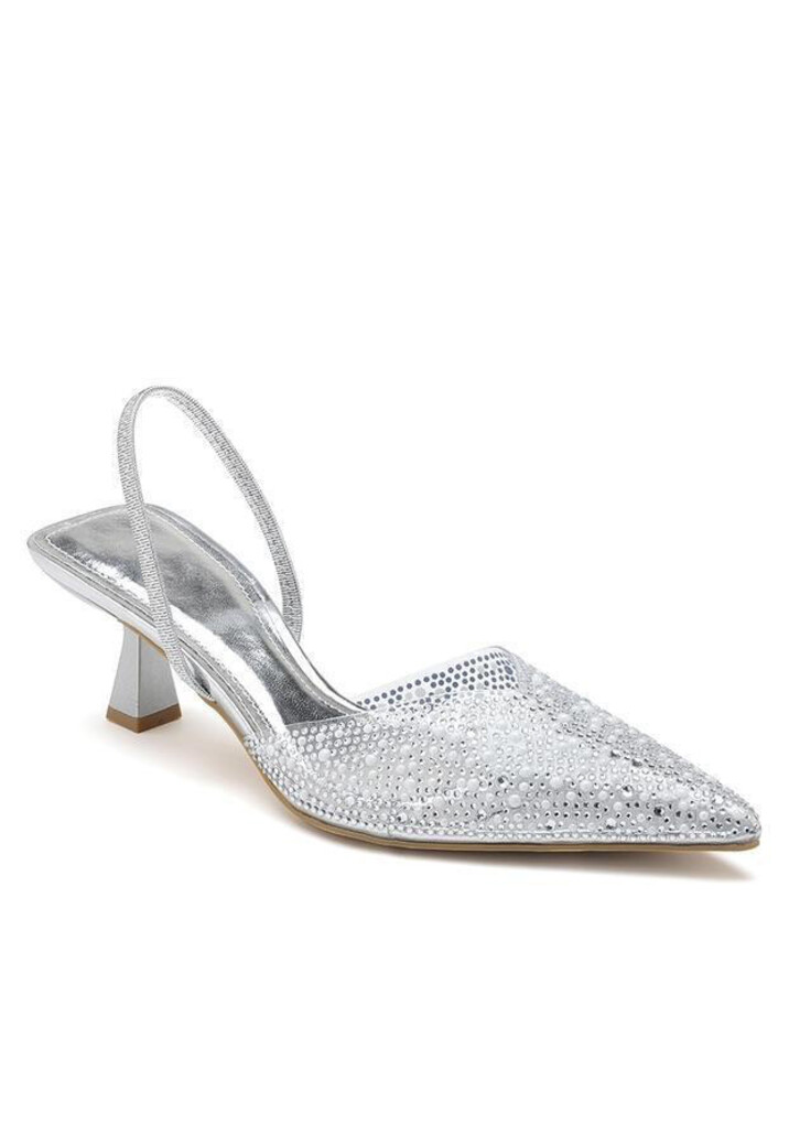 Zilveren Slingback Pumps met Strass