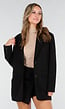 Zwarte Oversized Blazer met Schoudervullingen