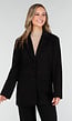 Zwarte Oversized Blazer met Schoudervullingen