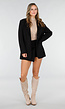 Zwarte Oversized Stretch Blazer met Schoudervullingen