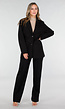 Zwarte Oversized Stretch Blazer met Schoudervullingen