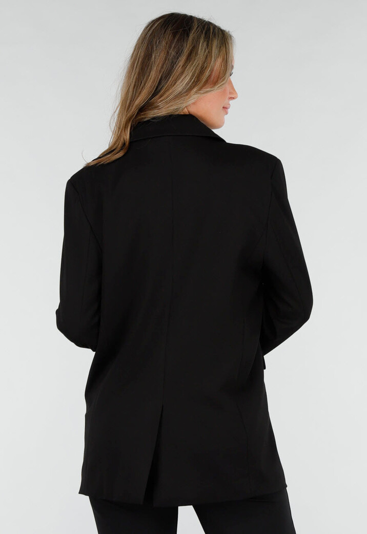 Zwarte Oversized Blazer met Schoudervullingen
