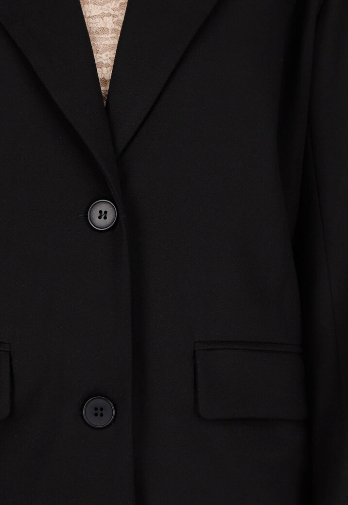 Zwarte Oversized Blazer met Schoudervullingen