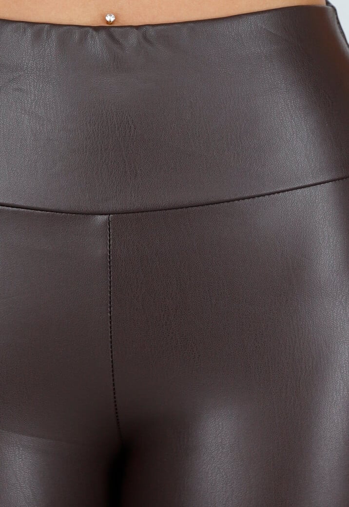 Bruine Leatherlook High Waist  Stretch Legging
