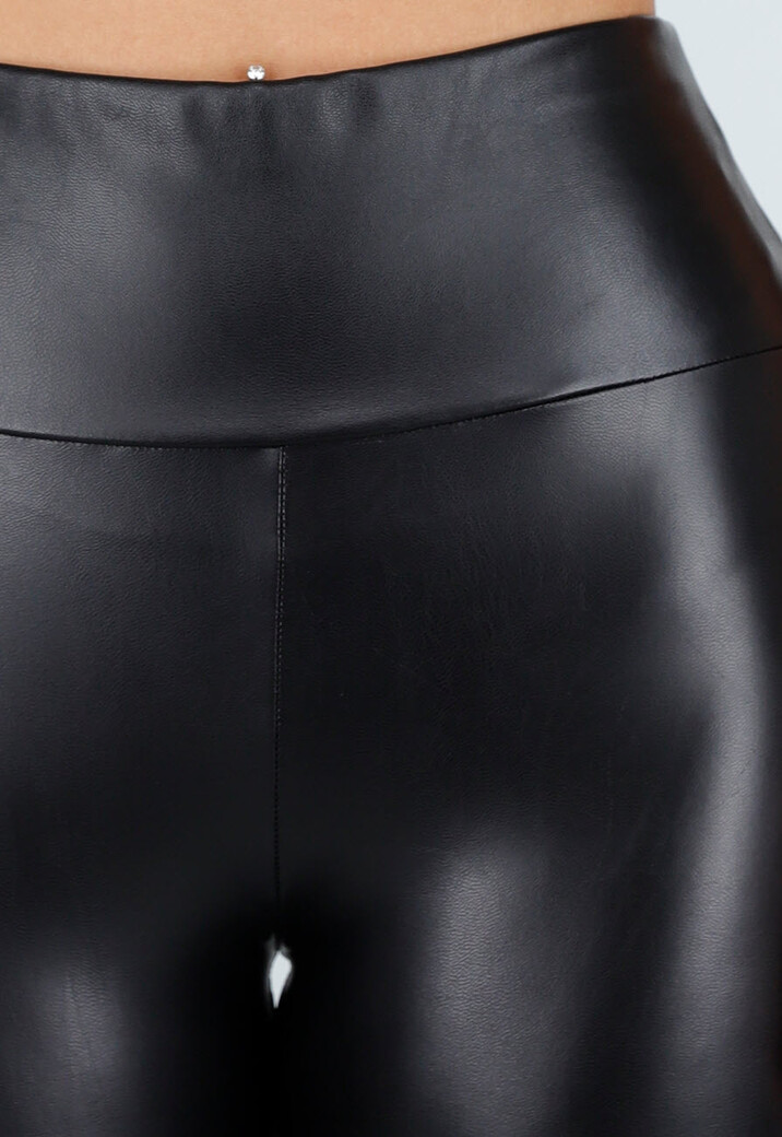 Zwarte High Waist Leatherlook Legging