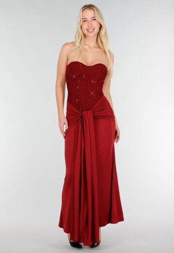 Strapless Korset Jurk in Bordeaux