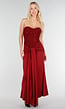 Strapless Korset Jurk in Bordeaux met Glitters