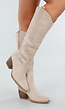 Beige Suède Look Cowboylaarzen met Hak