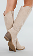 Beige Suède Look Cowboylaarzen met Hak