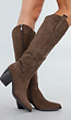 Bruine Suède Cowboyboots met Hak