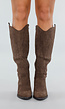 Bruine Suède Cowboyboots met Hak