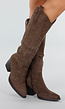 Bruine Suède Cowboyboots met Hak