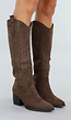 Bruine Suède Cowboyboots met Hak